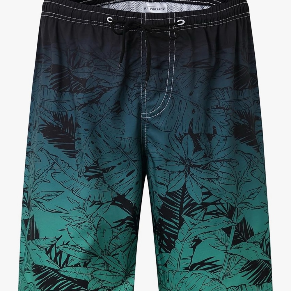 Men's Green and Black Swim Shorts